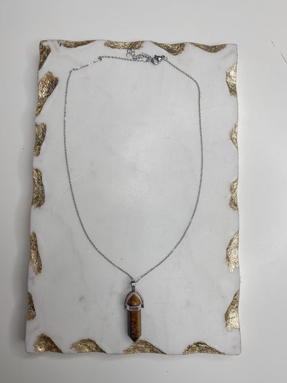 Tigers Eye Crystal Point Necklace