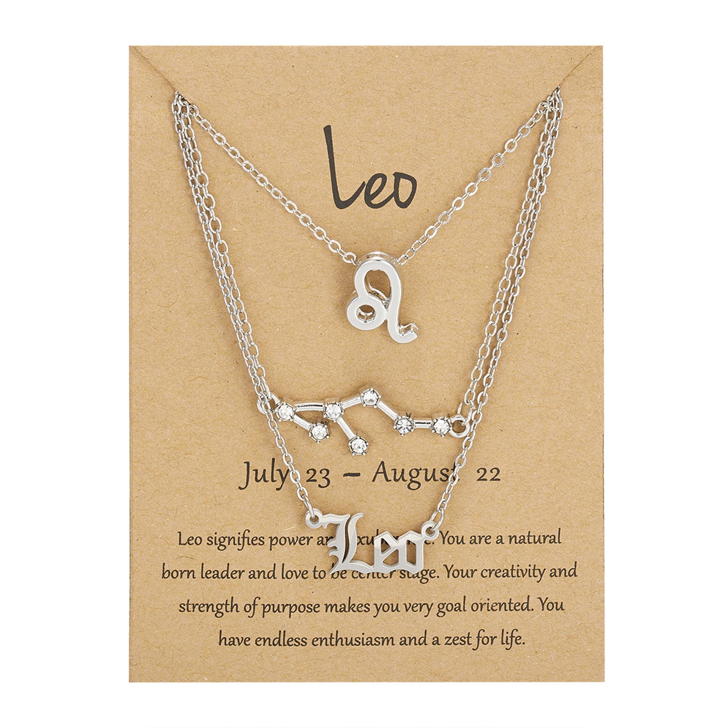 Zodiac Sign Necklace 3pcs Horoscope Pendant