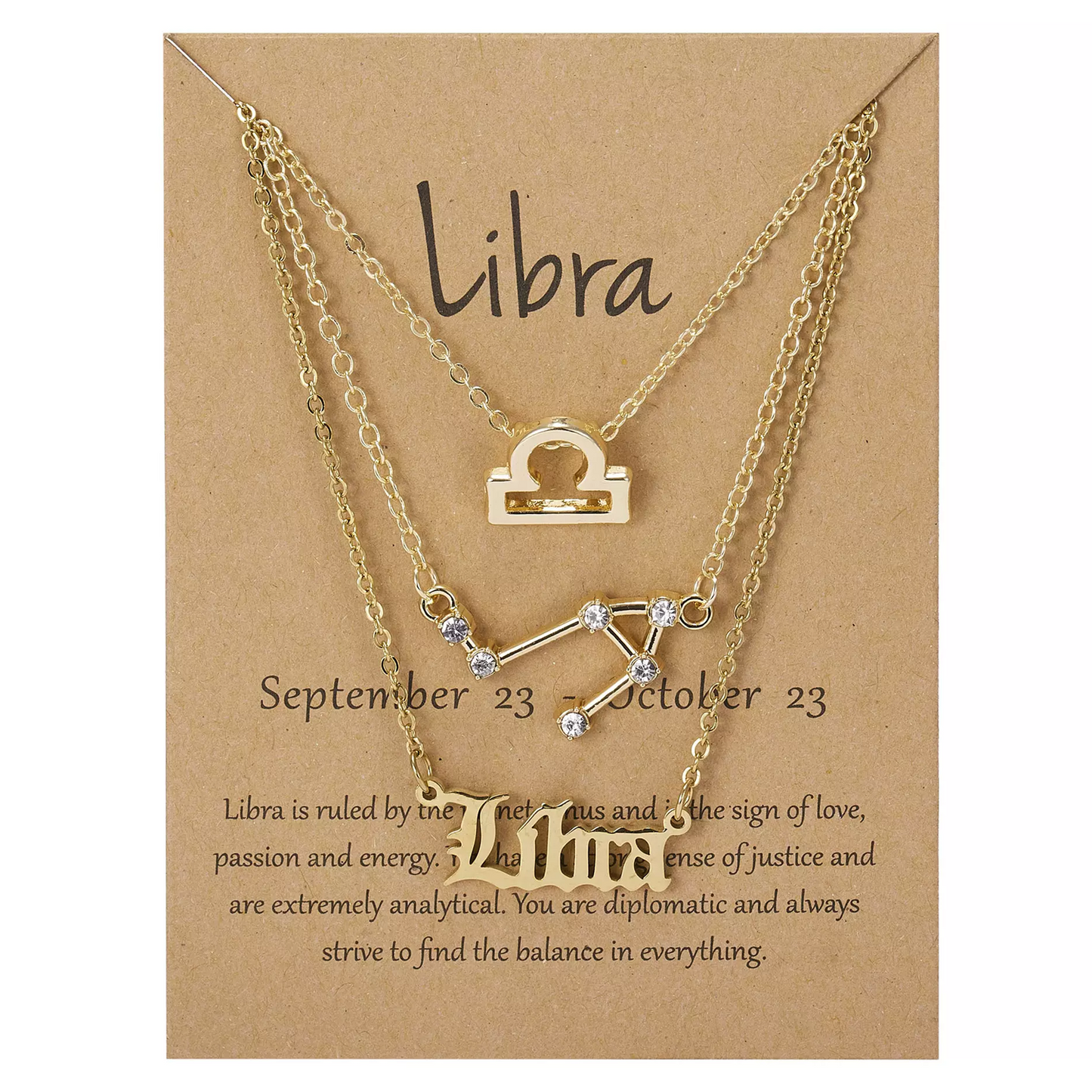 Zodiac Sign Necklace 3pcs Horoscope Pendant