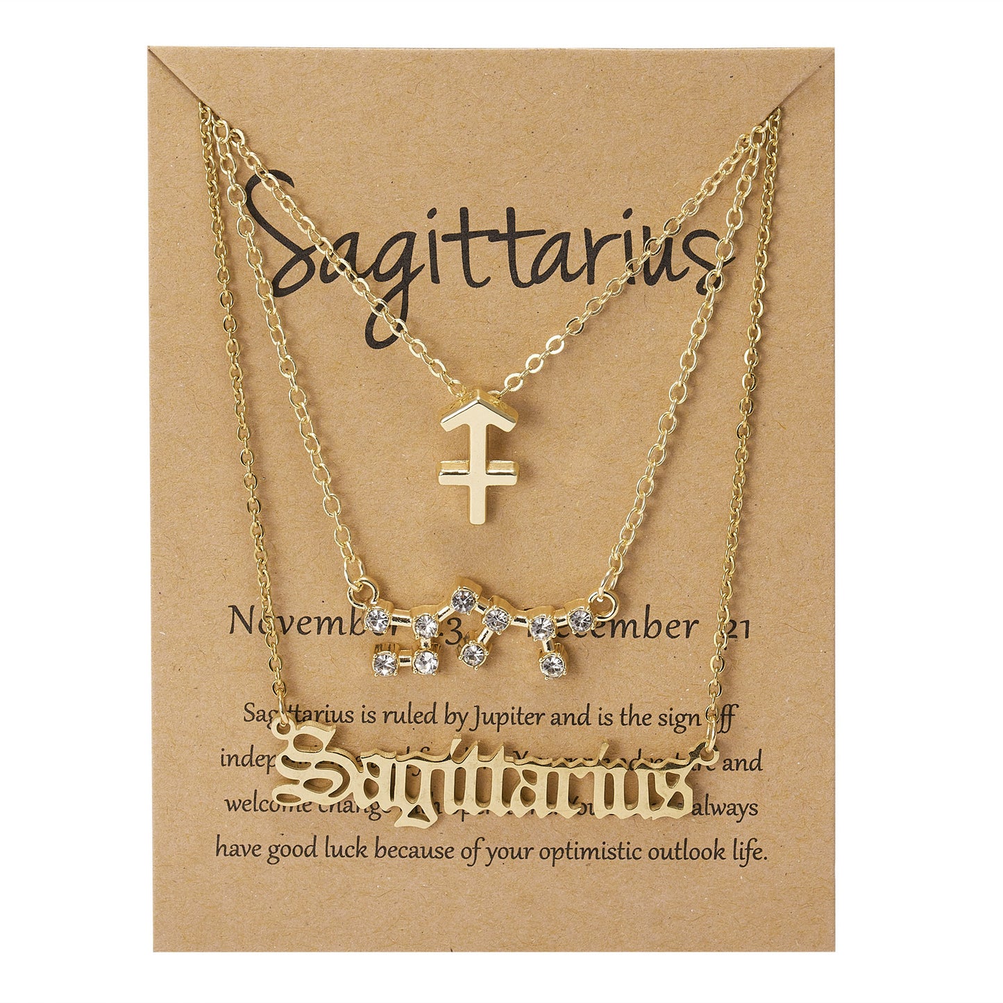 Zodiac Sign Necklace 3pcs Horoscope Pendant