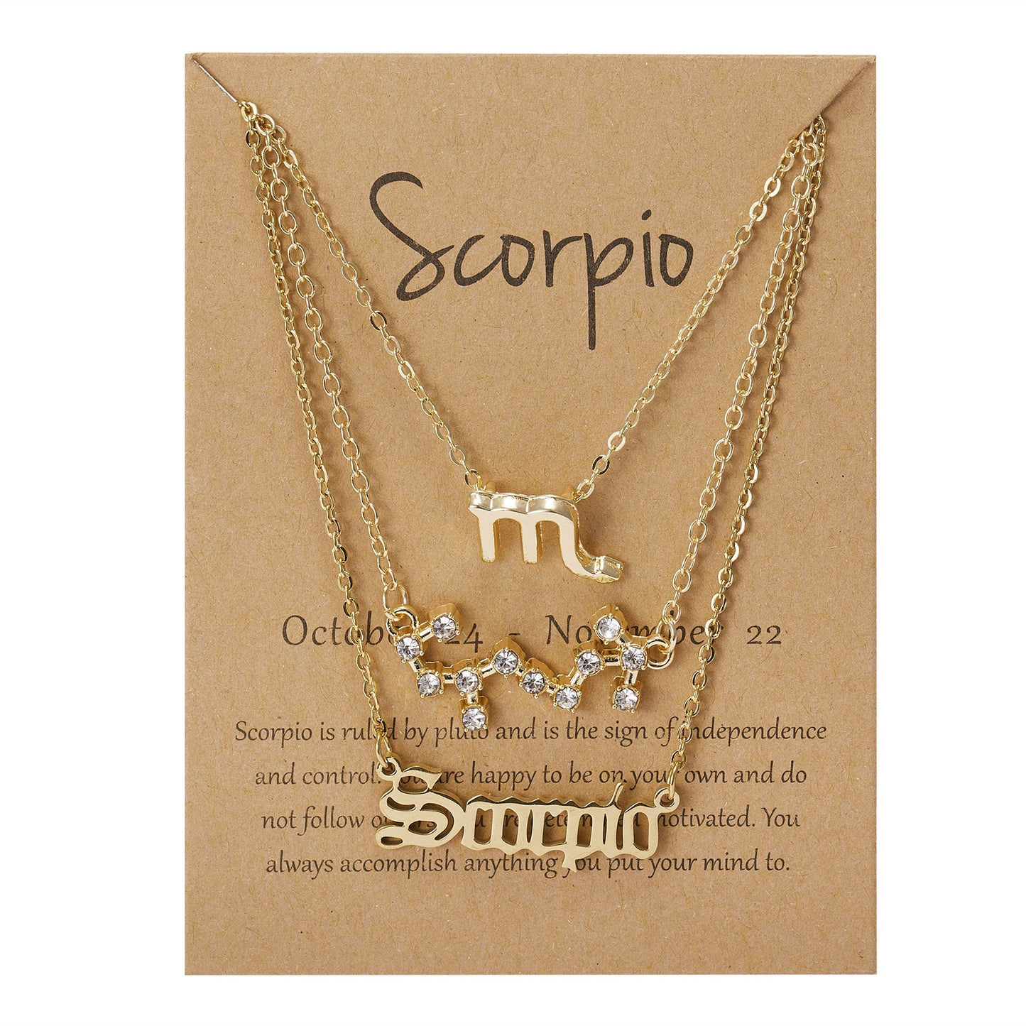 Zodiac Sign Necklace 3pcs Horoscope Pendant