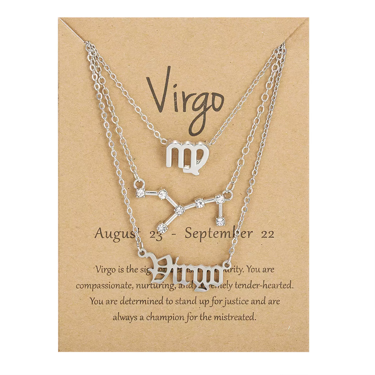 Zodiac Sign Necklace 3pcs Horoscope Pendant