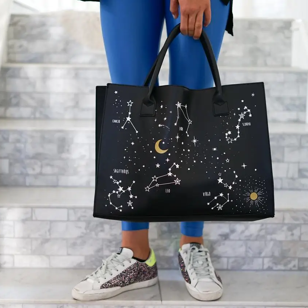 Horoscrope Stars & Moon Vegan Tote Bag